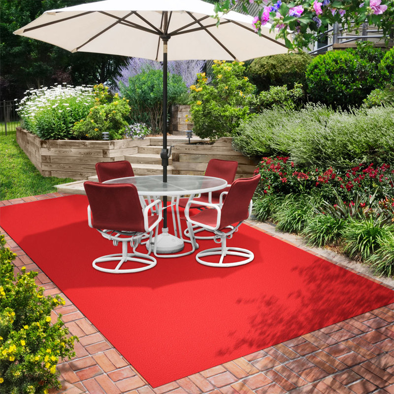 Latitude Run® Indoor/Outdoor Carpet With Rubber Marine Backing Red